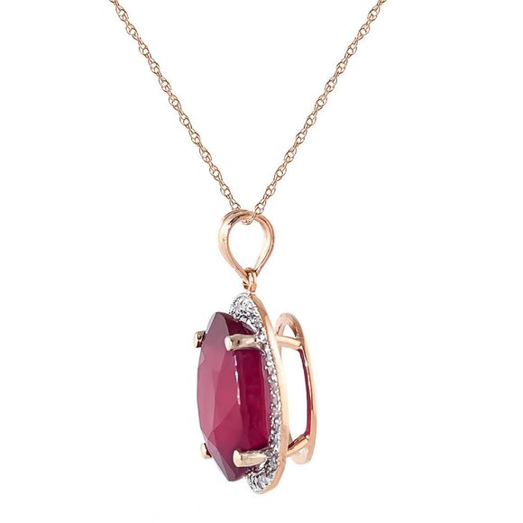 14K. SOLID GOLD NECKLACE WITH DIAMONDS & RUBY - Picture 2 of 8